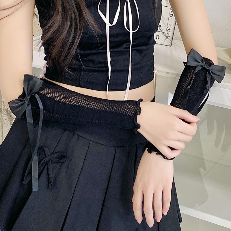 

Sweet Girl Spring/Summer Cut Out White Gloves Lolita Black thin hand sleeve One size