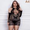 Open Bra Crothless Sexy Fishnet Dress Erotic Lingerie for Women Plus Size Bodystocking Oversized Underwear Costumes 5XL 50KG-100KG