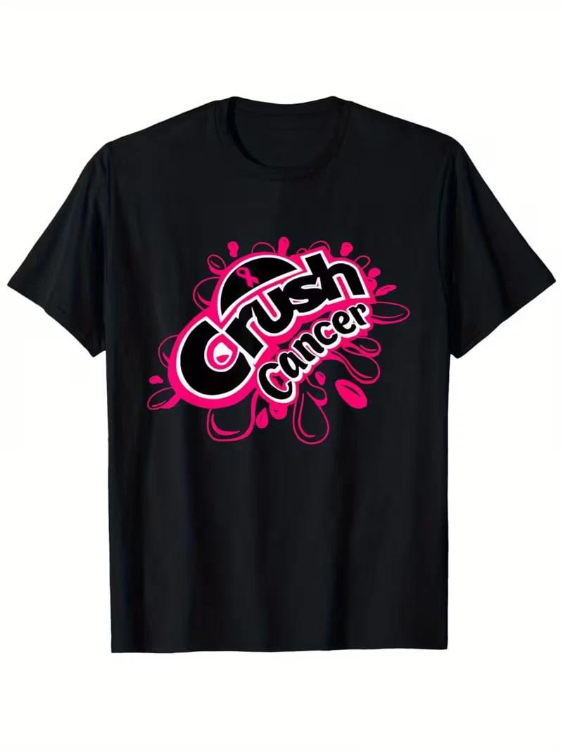 Crush Cancer Breast Cancer Awareness T-Shirt - Retro Graphic Tee with Bold Pink XL