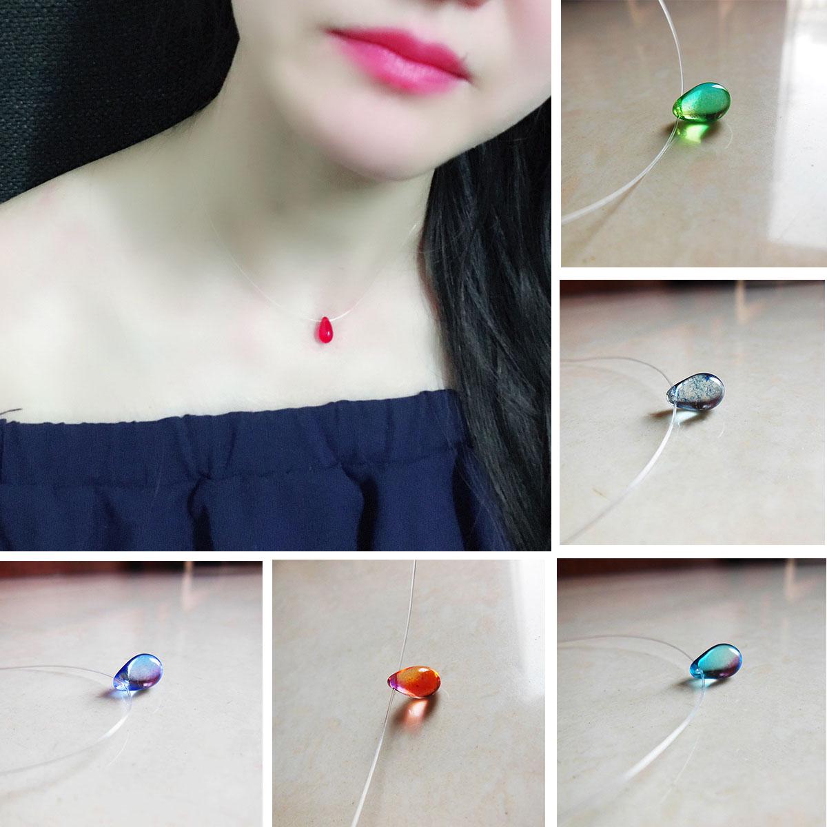 

Прозрачная подвеска в виде капли воды, невидимое женское стеклянное ожерелье, цепочка для лески