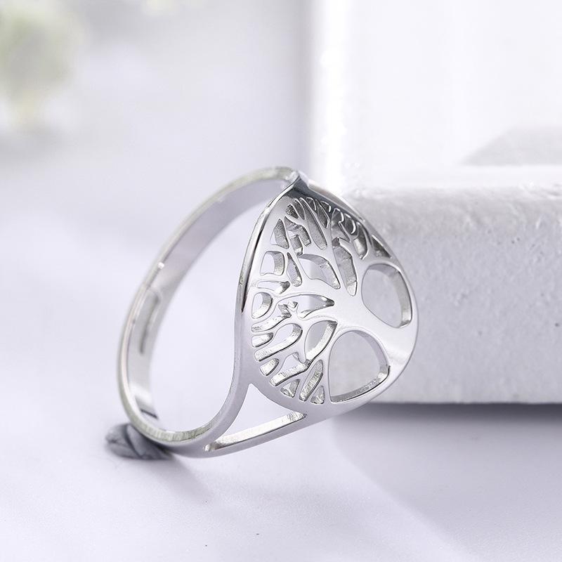 Fashion Tree of Life Rings Stainless Steel Opening Adjustable Ring Jewelry for Women