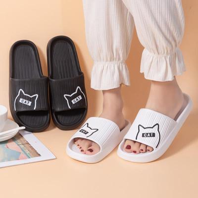 Summer Women Slippers Bath Thick Platform Non-Slip Home Cat Cartoon Flip Flops Beach Sandals Ladies Slides