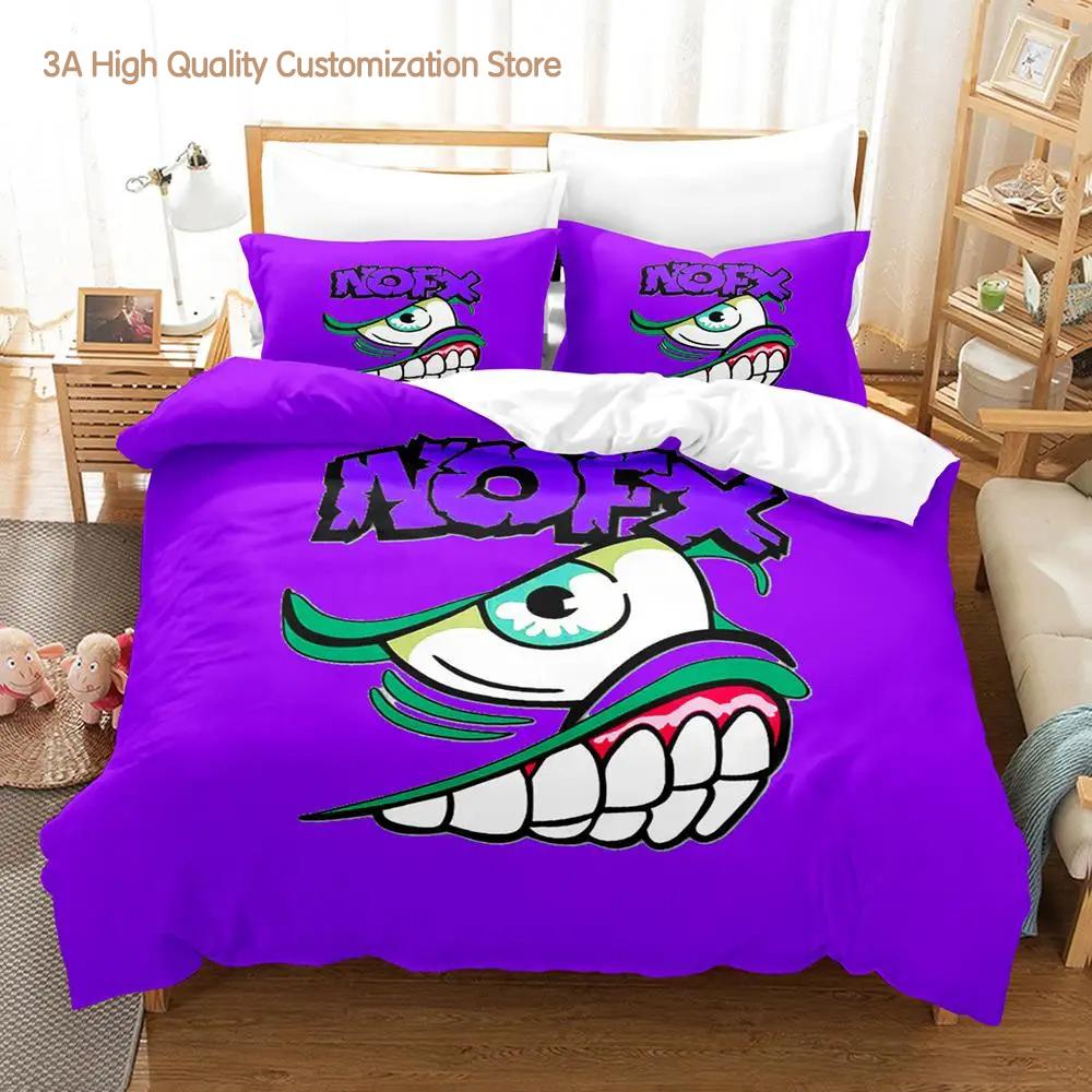 

New Nofx Rock Band Bedding Set Single Twin Full Queen King Size Bed Set Adult Boy Bedroom Duvetcover Sets 3D Anime Bed Sheet Set EU Single(135*200cm)3pcs