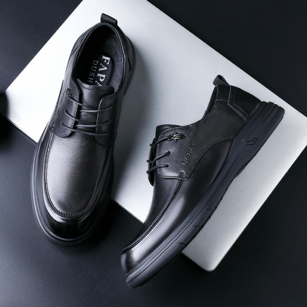 2025 men's leather shoes high-end leather cowhide British style men's shoes first layer cowhide business dress wedding derby shoes