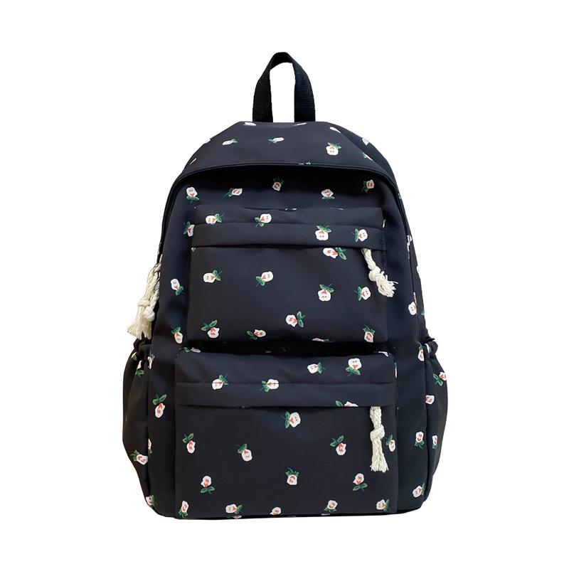 

Женский рюкзак с принтом в горошек, кампус, маленький цветочный студенческий школьный рюкзак, легкий дорожный рюкзак чёрный