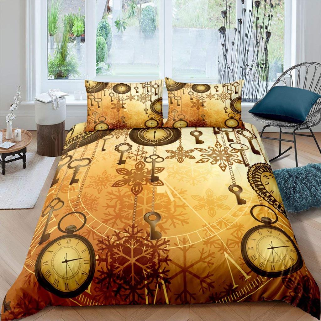 Ndustrial Gear Duvet Cover Set Queen Size Steampunk Style Locks Comforter Cover Boys Men Mechanical Device Bedding Set