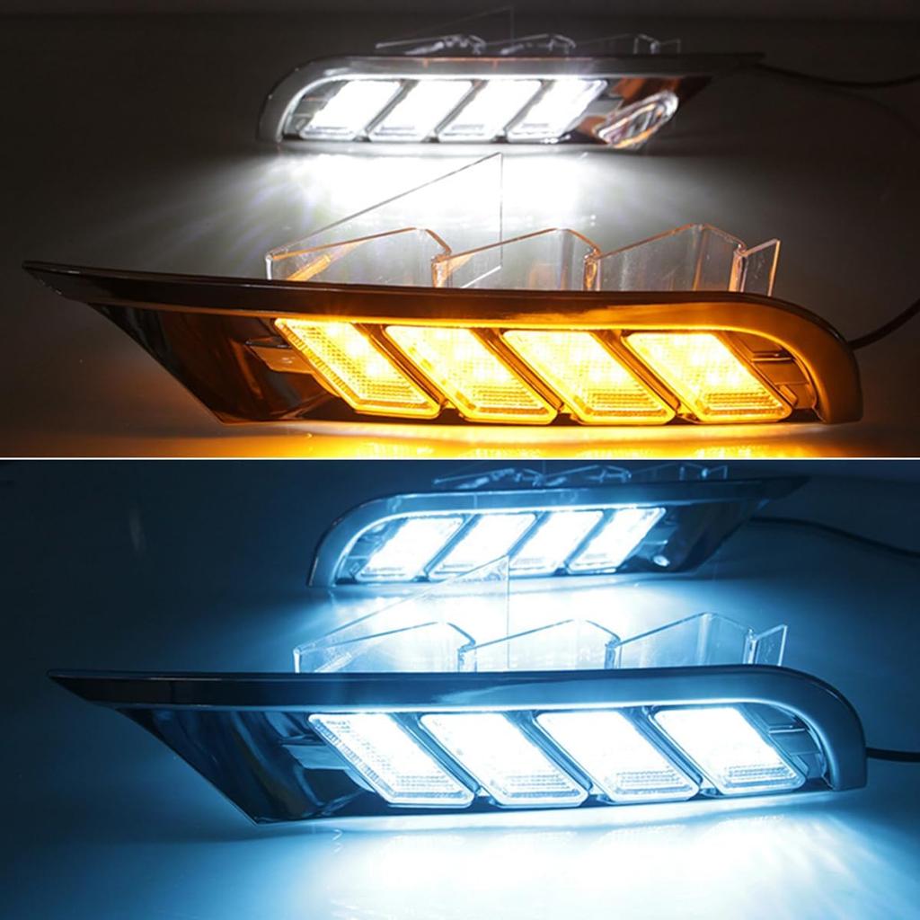 Daytime Running Lamp for Nissan Kicks 2017-2019, Amber&White&Blue Front Bumper Fog Lights Turn Signal LED
