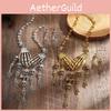 Halloween Punk Skeleton Necklace And Earrings Set With Alloy Pendant For Women And Men