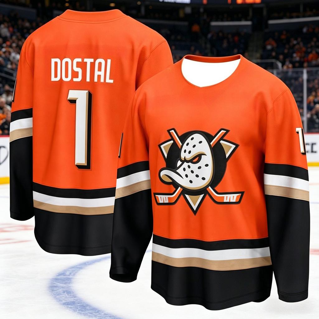 2026 New Men's Ice Hockey Training Shirt for The Duck Team - 3D Print, Breathable, Moisture-Wicking Long-Sleeved T-Shirt Kids