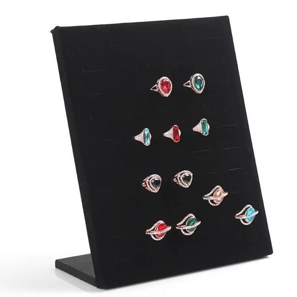 Soft Velvet Jewelry Organizer Black Gray Ring Holder Rings Display Stand Shop Counter