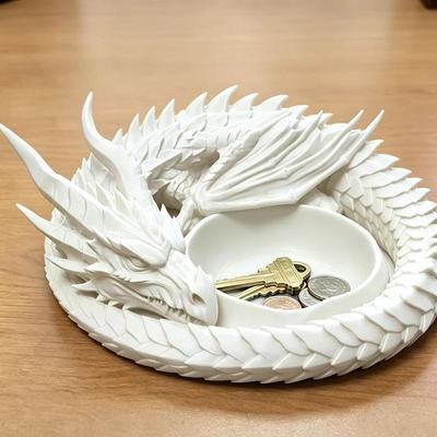 3D Printed Dragon Figurine Tray Multi-purpose Plastic Jewelry Storage Holder Desktop Organizer for Entryway Key Drop Display