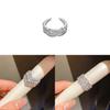 Silver Adjustable Zirconia Ring With Sparkling Line Design For Women