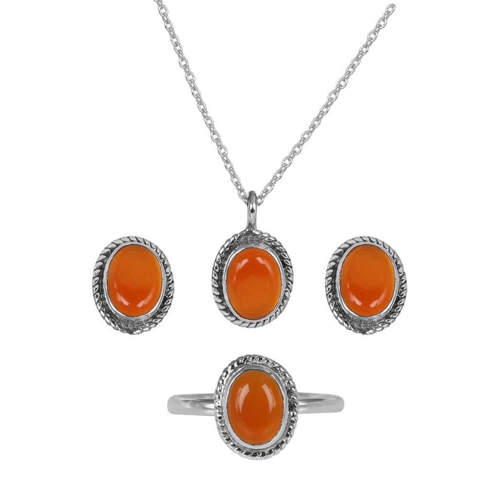 Conjunto de Joyería de Cornalina, Joyería de Plata, Joyería Hecha a Mano, Regalo de Cumpleaños
