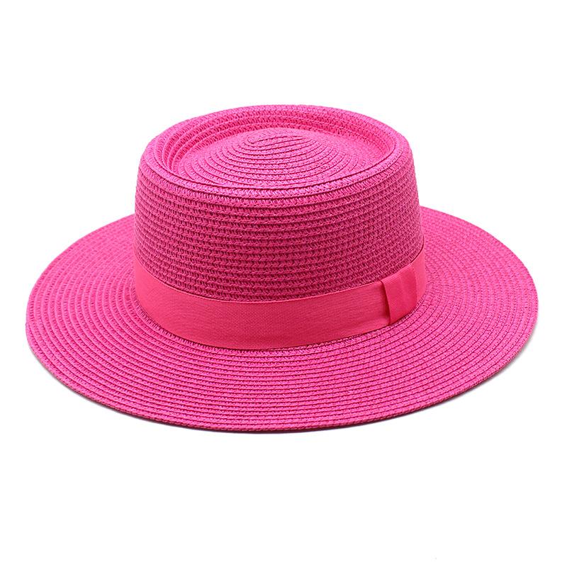 20 Color Summer Beach Sun Hats For Women Man Foldable Round Flat Top Big Brim Straw Hat Solid Color Outdoor Holiday Visor Caps