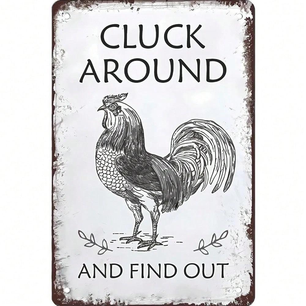 Planetjuice Wall Art Retro Chicken Metal Tin Sign X Inch Funny Vintage Plaque Bar Wall Decor 20X30CM