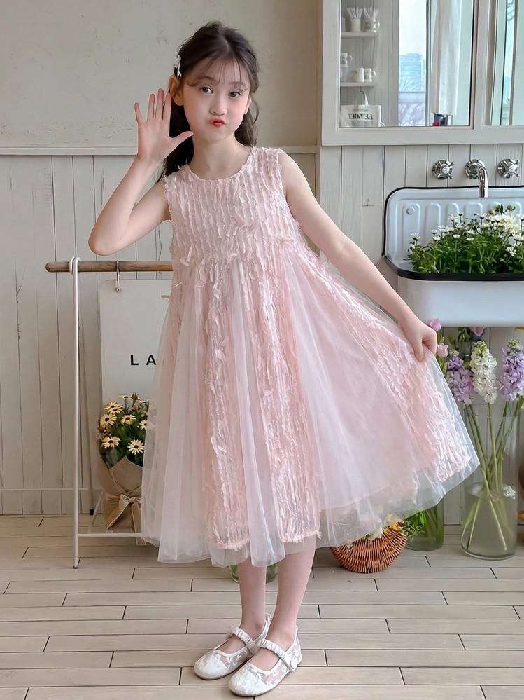 Girls' dress 26 summer new shiny mesh princess dress elegant fairy dress big children's dress