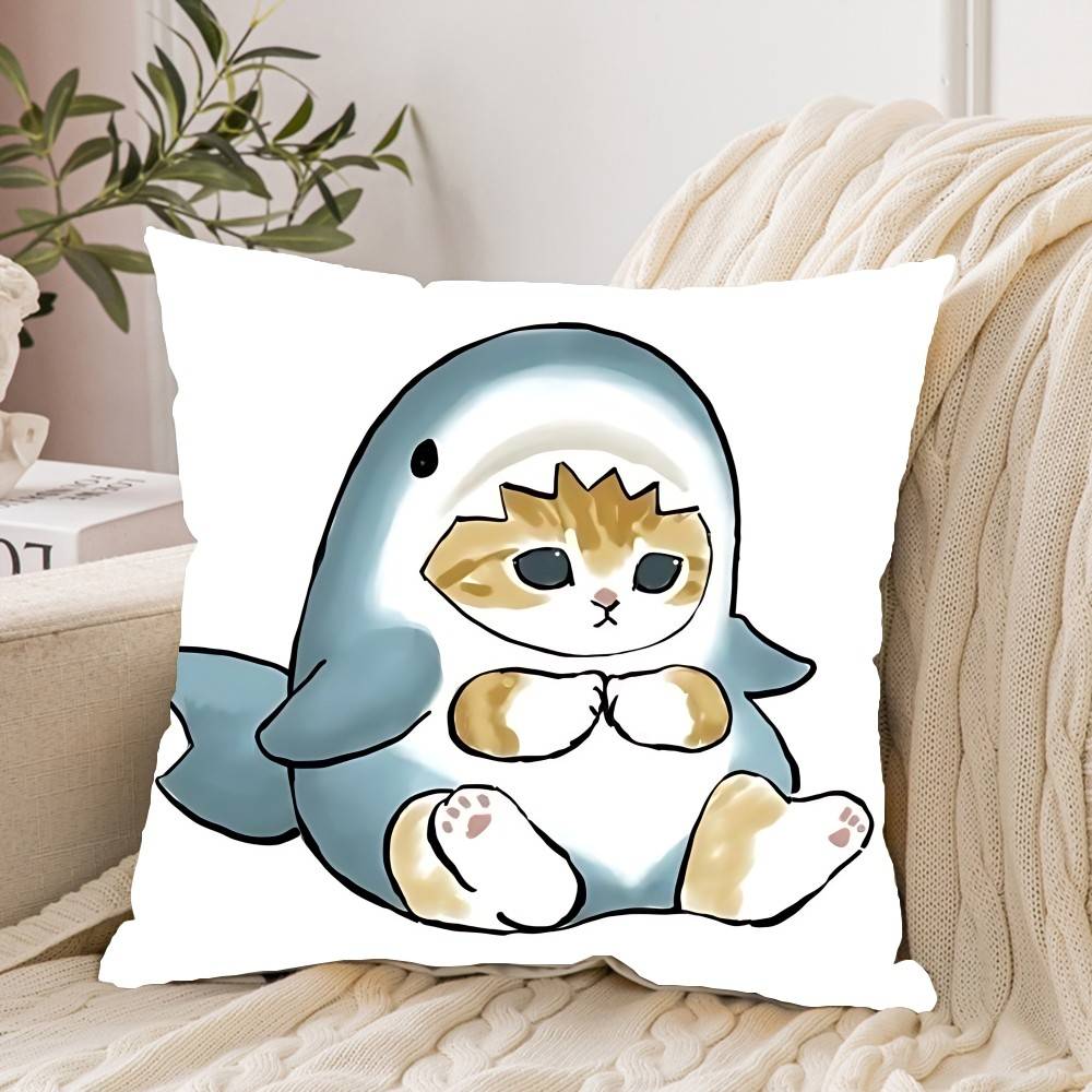 Hand Drawn Cute Cat Pillow Case Pattern Printed Pillowcase For Living Room Sofa Cushion Cover  Bedroom Decor 40x40 cm