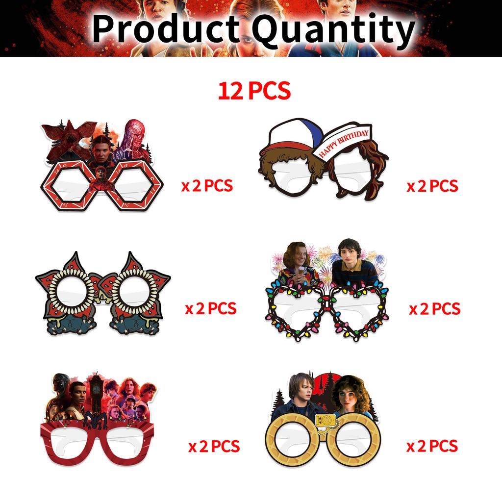 12-36pcs strangers Hawkins storiy Party Paper Glasses Decoration  Party Paper Glasses Decoration