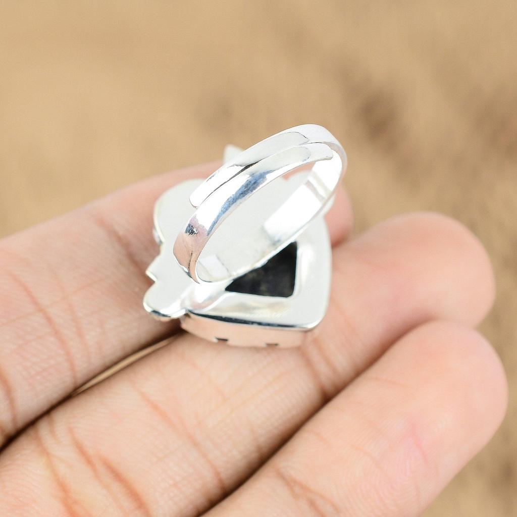 Mothers Day Sale Sodalite Stone Flower Statement Promise Wedding Ring 925 Silver