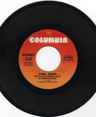 7inch Record CARL SMITH  What A Difference Your Love Would M 445832 COLUMBIA 1973 US CountryFolk Used