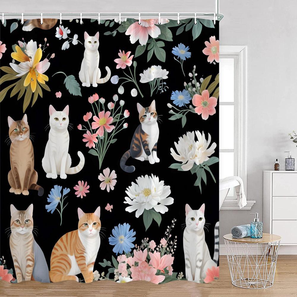 Cartoon Tiere Kinder Duschvorhänge Niedliche Kaninchen Hirsche Katzen Hunde Badezimmer Dekor Kinder Polyester Duschvorhang Mit Haken