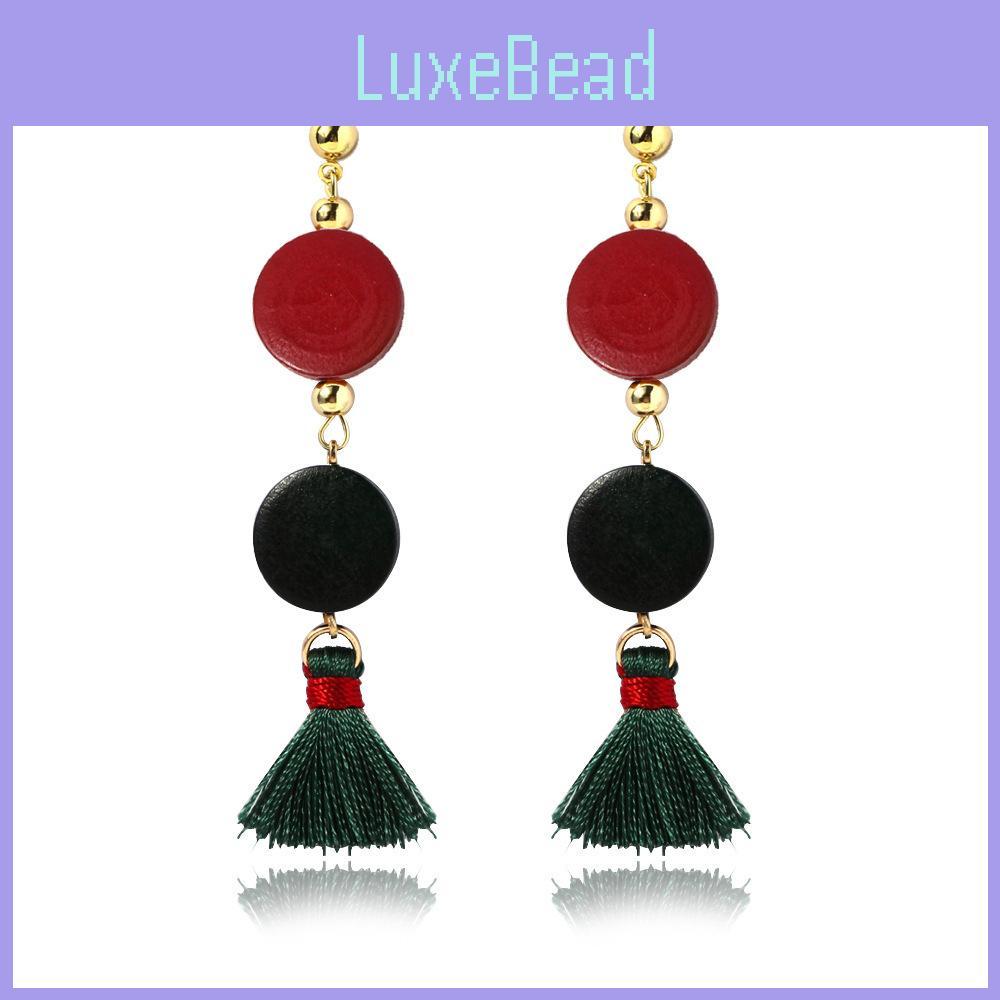 Trendy Western Style Creative New Tassel Wooden Bead Earrings For Women