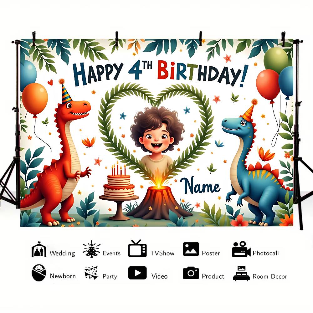 Inosaur Jungle Birthday Party Background Photography Castle Wizard Platform Street Birthday Party Decoration Gifts Props Poster
