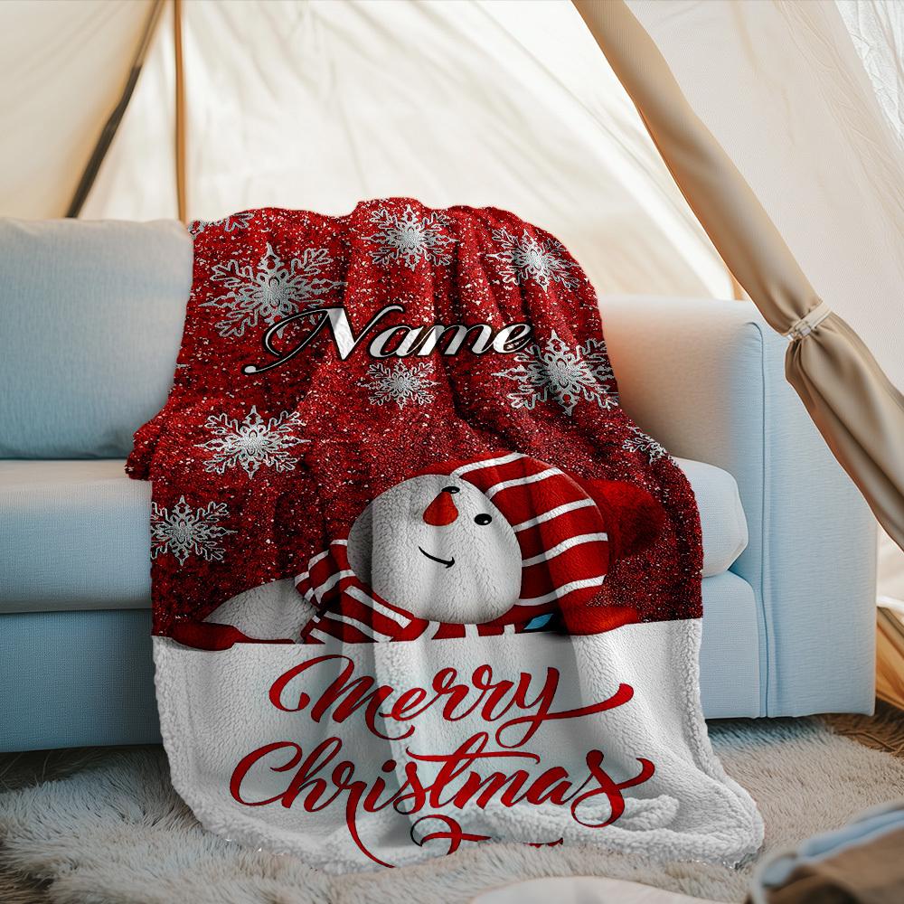 Merry Christmas Customize Your Name Outdoor Blanket Cozy Soft Lightweight Allseason Multipurpose Throw For Travel Camping Picnics Sofa Office Bed