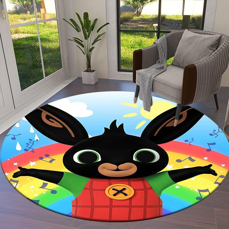Bing Round Area Rug,Carpet Rug for Living Room Bedroom Sofa Playroom Decor,Non-slip Floor Mat
