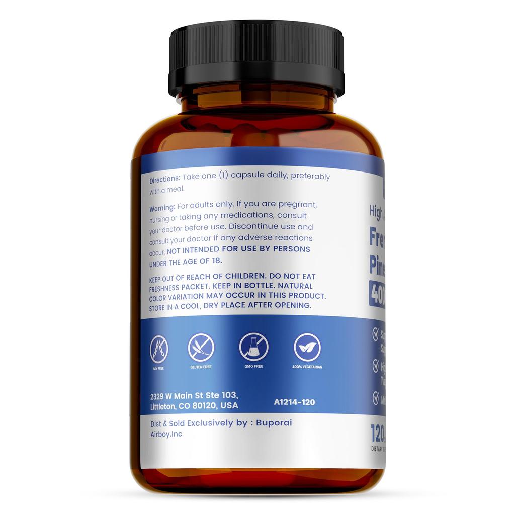 Estratto di Corteccia di Pino Marittimo Francese 400mg per Capsula Vegetale, Bioperina OGM-Free Vegano