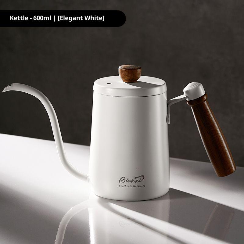 Giannxi Wooden Handle Small Temperature Controlled Water Bottle Portable Long Mouth Pot Stainless Steel Professional Coffee Pot