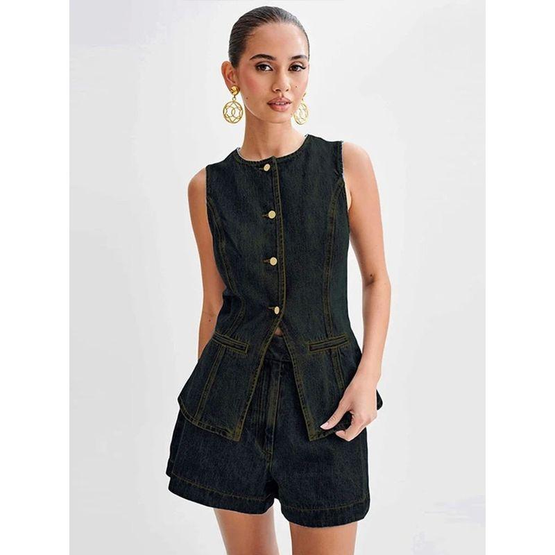 

Комплект джинсовых шорт без рукавов с высокой посадкой Костюм джинсовых шорт без рукавов с высокой посадкой Nostalgia set XL