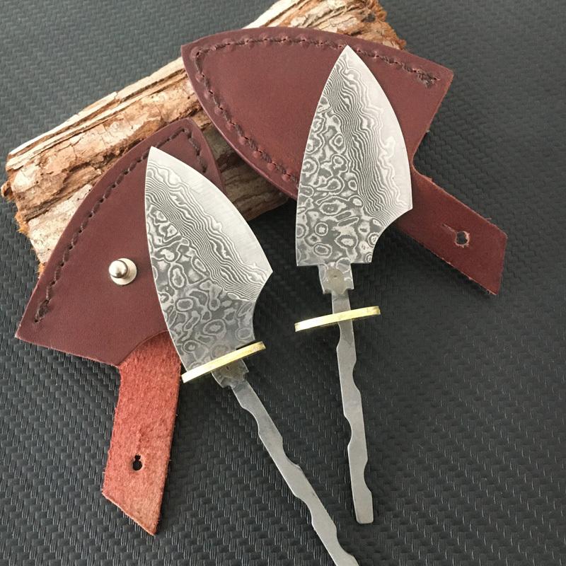 Rosette Damascus Steel Fixed Blade Blanks - Sharp Knife Blanks for Household DIY, Tool Parts & Diy Knife Accessories