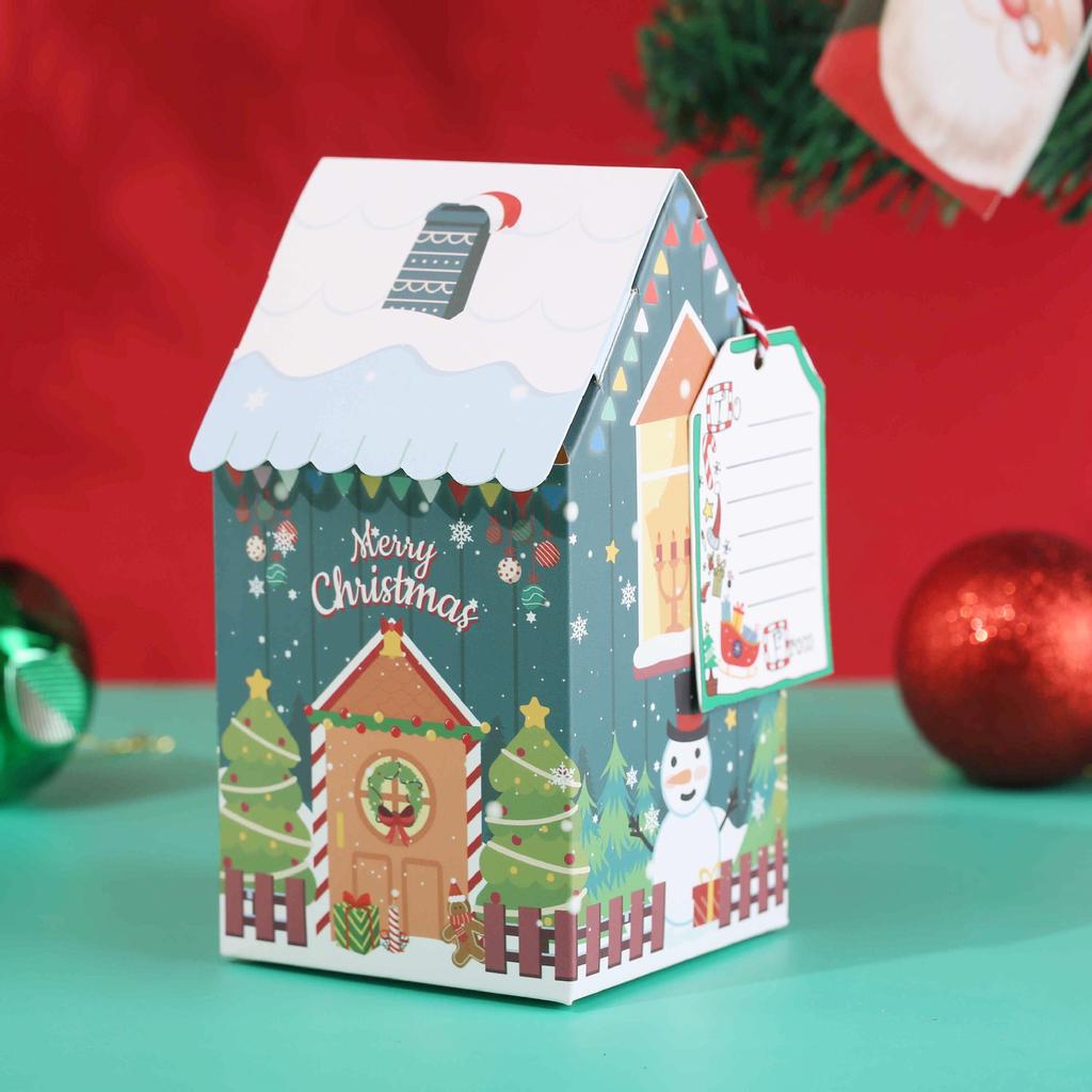 50PCS Christmas Snowman Gingerbread House Little House Candy Biscuit Boxes Bow Boxes Gift Colour Boxes Christmas Decorations
