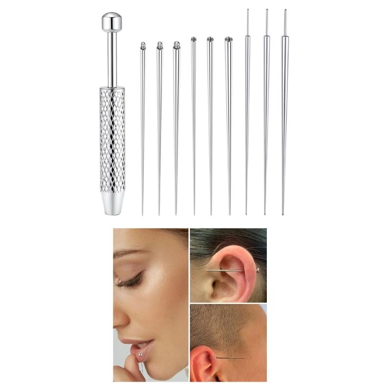 Grasper And Curved Piercing Guide Needle Set For Easy Accurate Body Piercing On Sensitive Skin