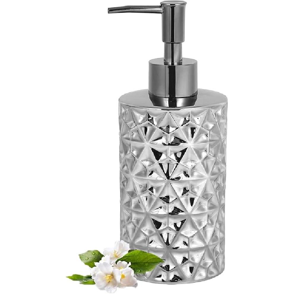 Gold Bathroom Countertop Soap Dispensers,Luxury 12 oz Refillable Soap Dispenser Bathroom,Brushed Gold Ceramic Hand Lotion Dispenser Soap Dispenser