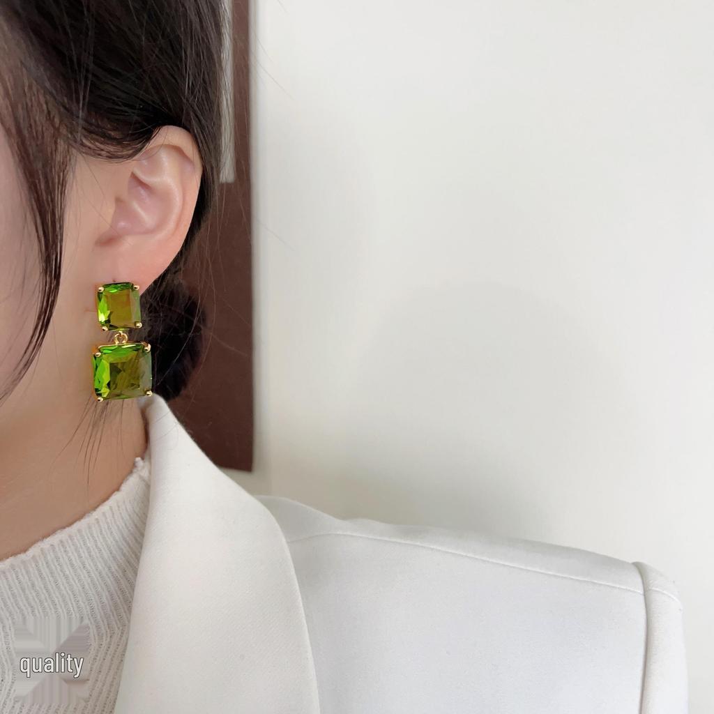 The Wizard of Oz Retro Crystal Square Earrings In French Hong Kong Style