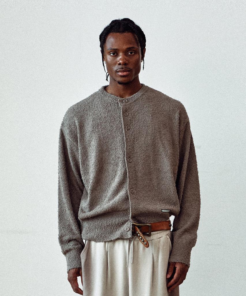 Thevinylhouse Round Neck Cardigan Brown