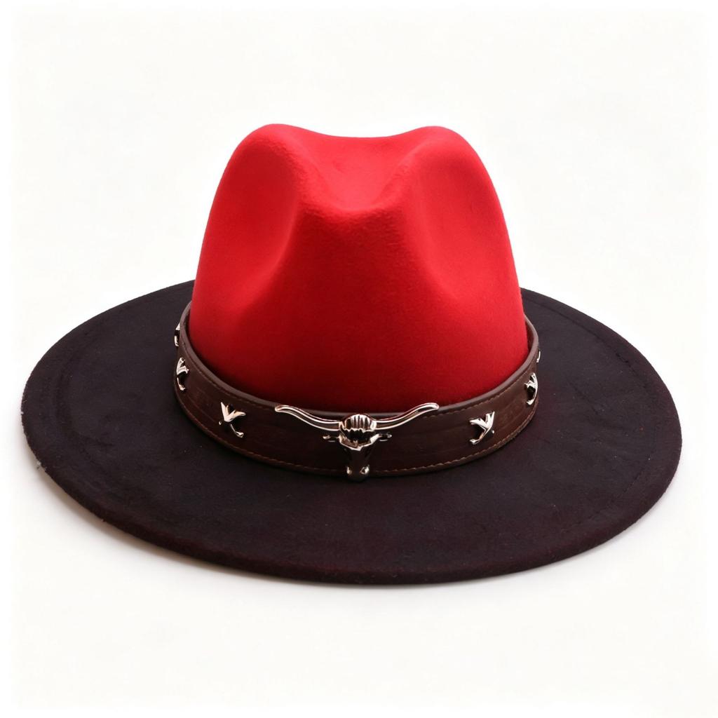 Four Seasons One-word Western Cowboy Hat Fashion Bull Head Accessories Cowboy Hat European and American Style Hat