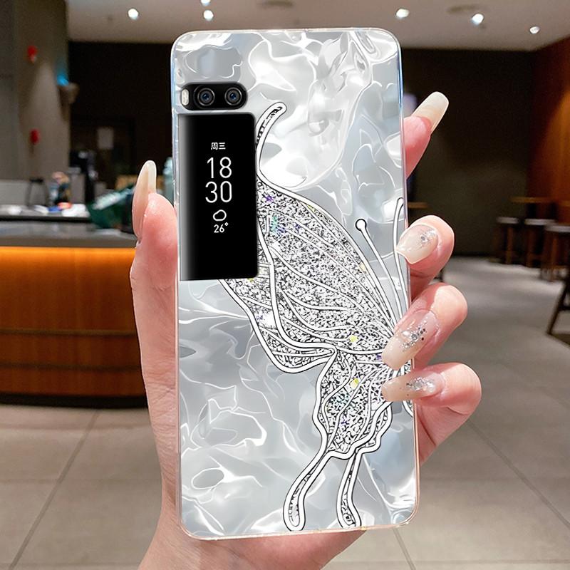 Phone Case For Meizu Pro 7 Case For Meizu Pro 7 Plus Capa Coque Flower Butterfly Thin Covers Transparent Soft Silicone TPU Cover
