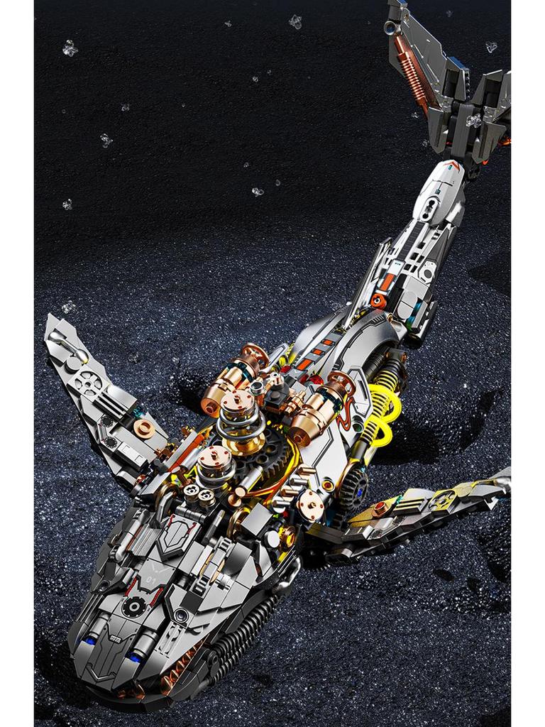 Lego-Compatible Electric Mechanical Whale Building Kit - Challenging DIY Animal Model Toy for Boys