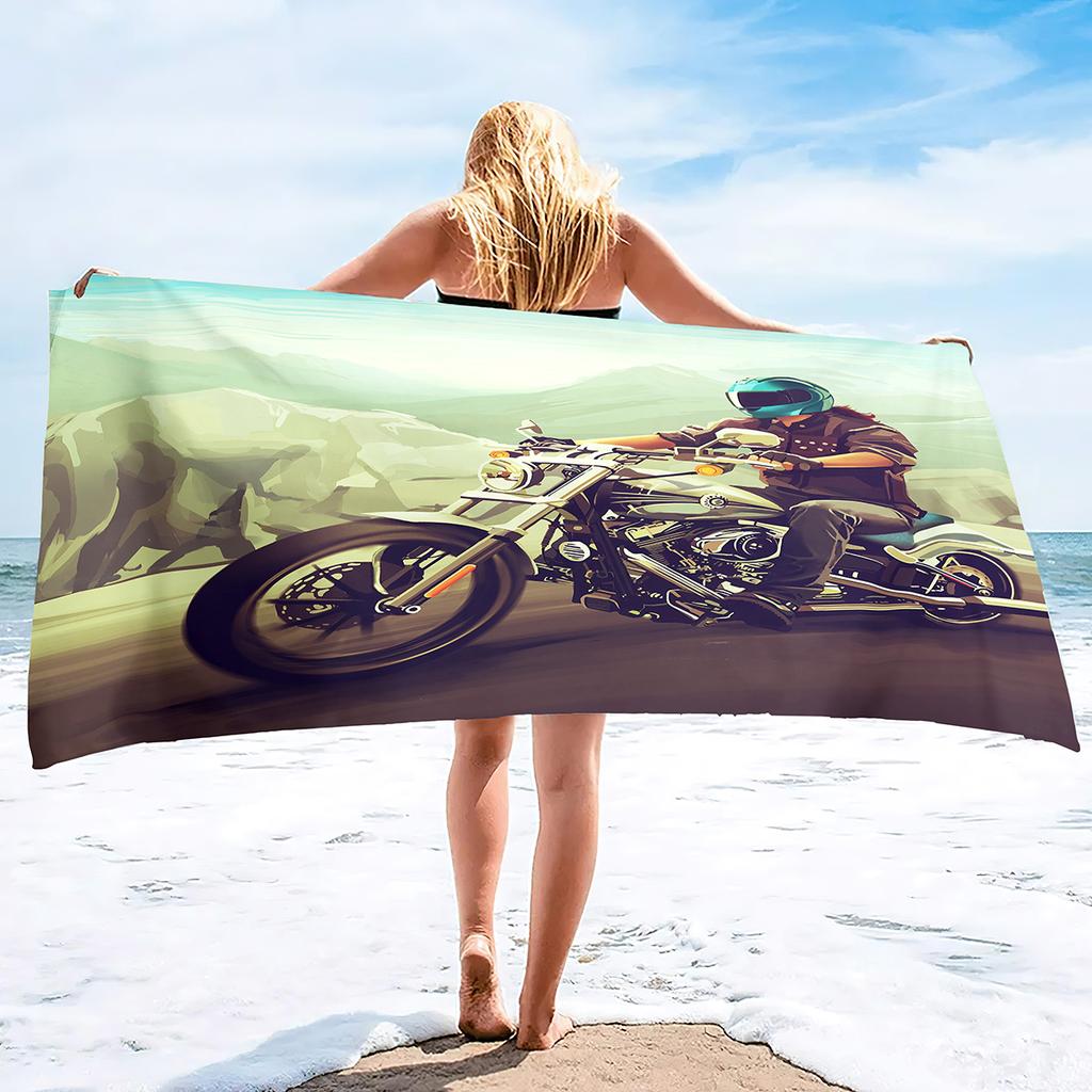 Quick Dry Beach Towels Motorcycle Vehicle Sand Free Ultra Cozy and Bath Towels Water Absorbent Oversize Beach Towel for Boys Men