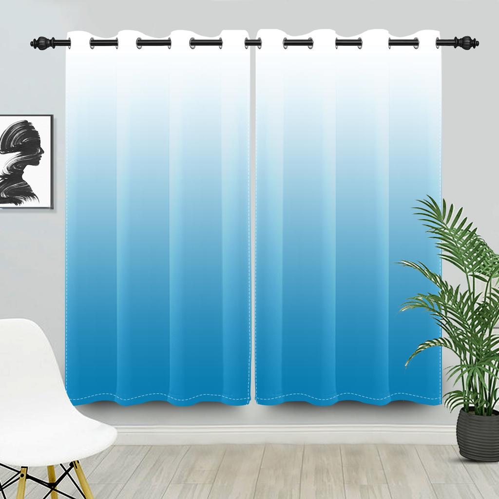 Set Of 2 Modern Ombre Solid Color Curtains Gradient Drapes Bedroom Living Room Thermal Insulated Window Treatments Curtain Darkening For Area Made
