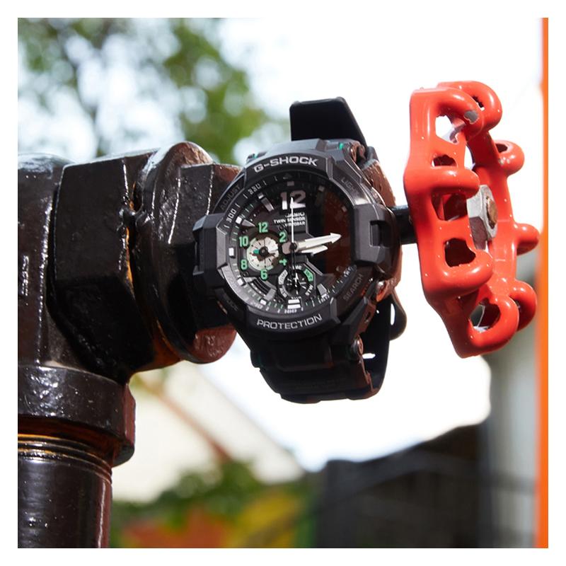Casio G-SHOCK Seria Aviație Inimă Mecanică Cadran Mare Multifuncțional Rezistent la Apă și Șocuri Mișcare Quartz Curea Rășină Japonez GA-1100-1A3ER