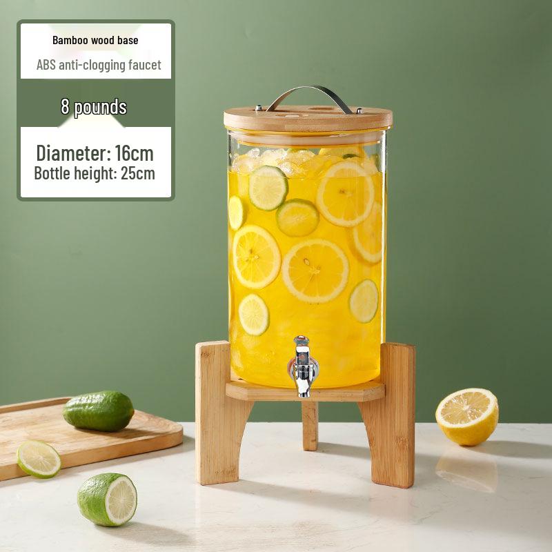 Large Capacity Glass Beverage Dispenser with Faucet for Cold Drinks and Fruit Tea