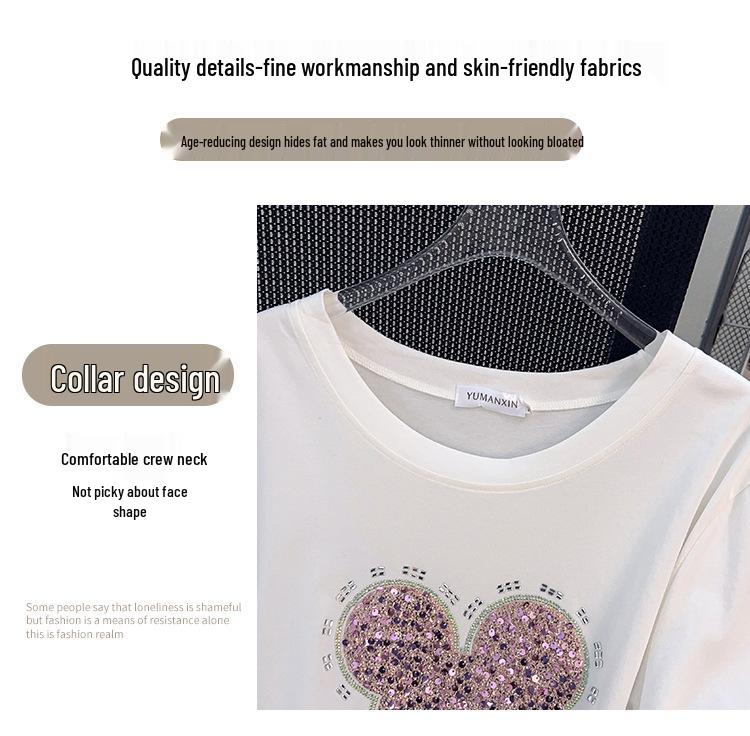 Women's Plus Size Loose-Fit Short-Sleeve Mid-Length T-Shirt (200-350 Jin)