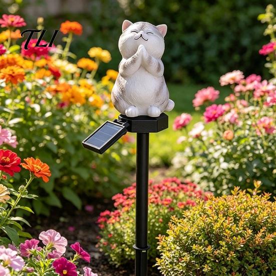 Outdoor Solar Lights Cat Garden Light, Waterproof Pathway Powered Yard Decor LED Lamp for Patio Lawn Decoration Energy Saving Illumination