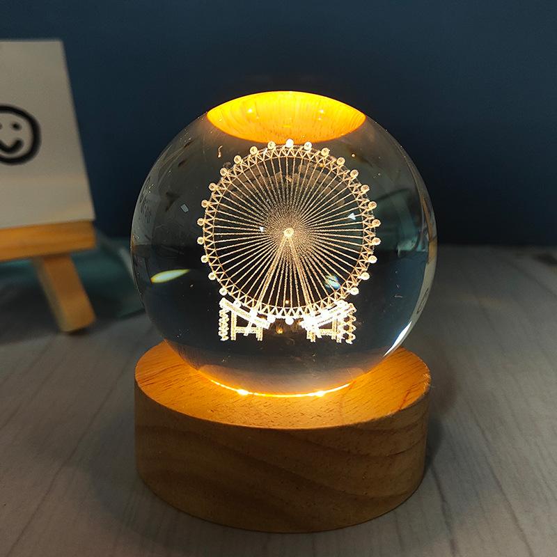 Engraved Crystal Ball Night Light Creative Birthday Gift Valentine's Day for Girls Boys Girlfriends Friends Classmates and Classmates Solar