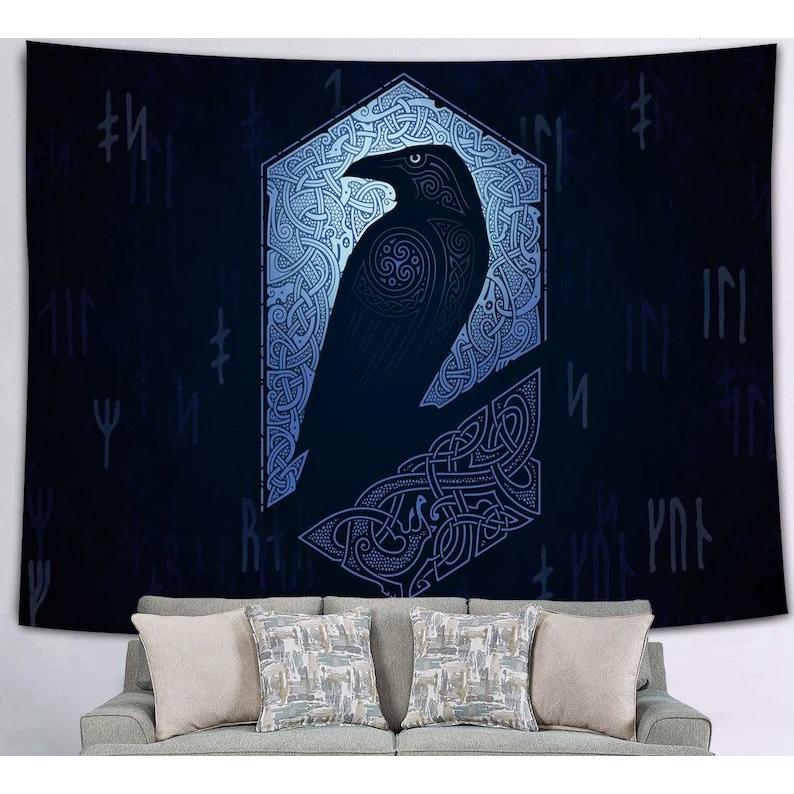 Tapestry raven vikings scandinavian raven and 75x100