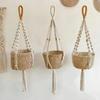 3 Stück Handgefertigter Makramee-Pflanzenaufhänger Innen-Hängepflanzer Baumwollseil Blumentopf Pflanzenhalter Ständer für Boho-Wohnkultur